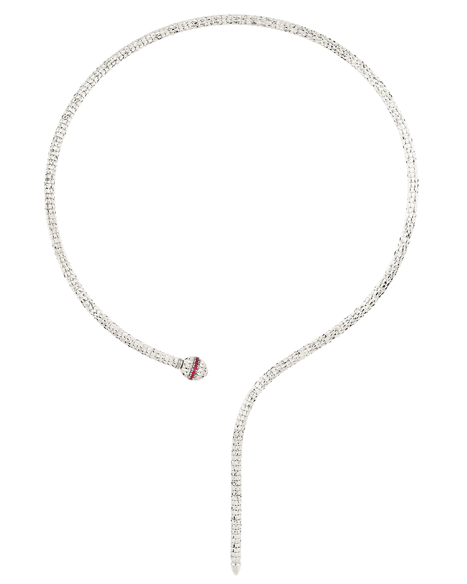 Ophidia Y Necklace in 18kt White Gold and Rubies