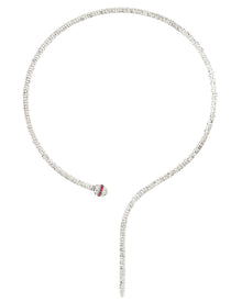 Ophidia Y Necklace in 18kt White Gold and Rubies