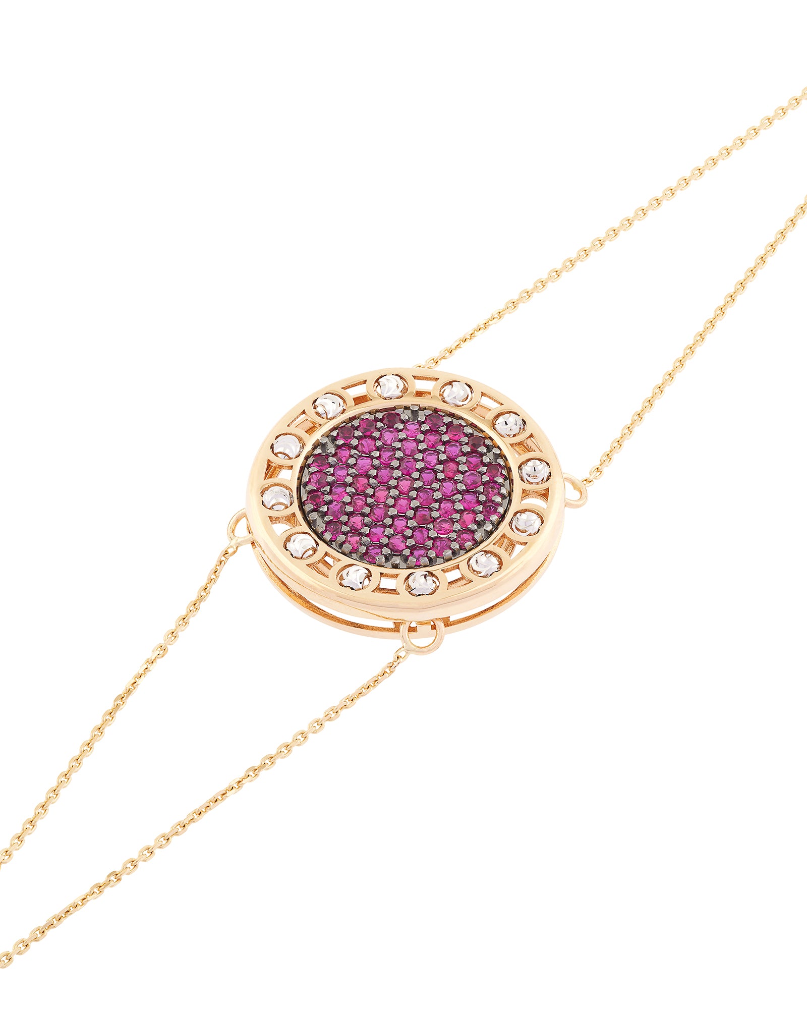 Senzatempo Large Bracelet in 18kt Gold and Rubies