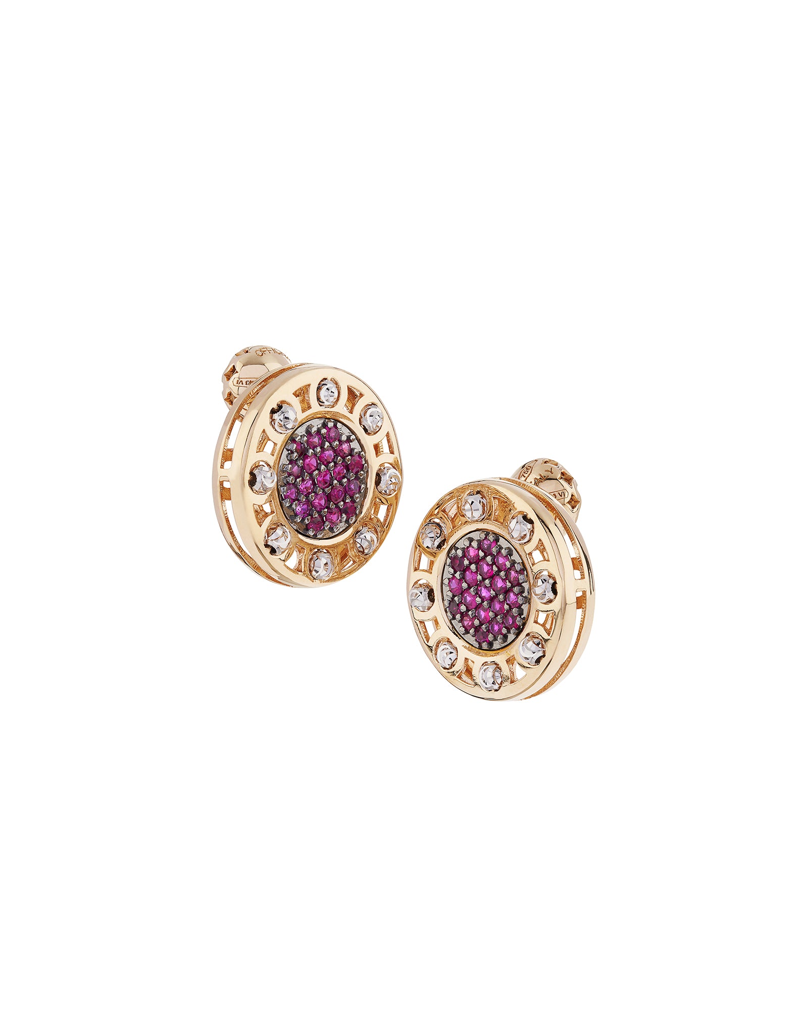 Senzatempo Small Earrings in 18kt Gold and Rubies