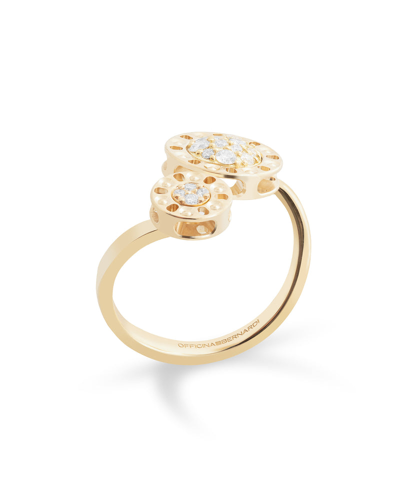 Senzatempo Small Ring in 18kt Gold and Diamonds