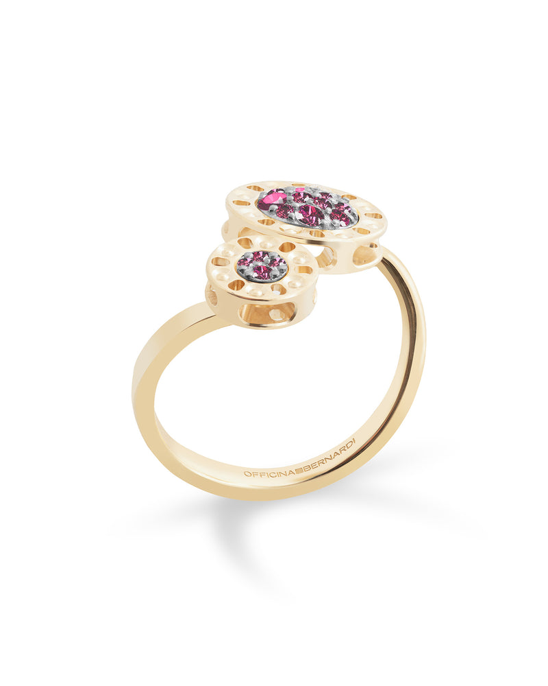 Senzatempo Small Ring in 18kt Gold and Rubies