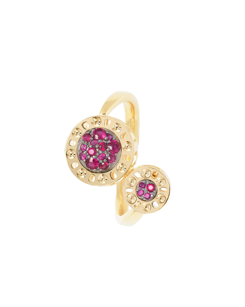 Senzatempo Small Ring in 18kt Gold and Rubies