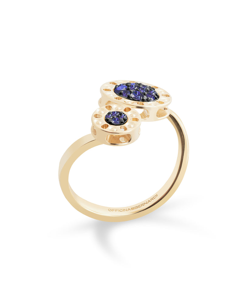 Senzatempo Small Ring in 18kt Gold and Sapphires
