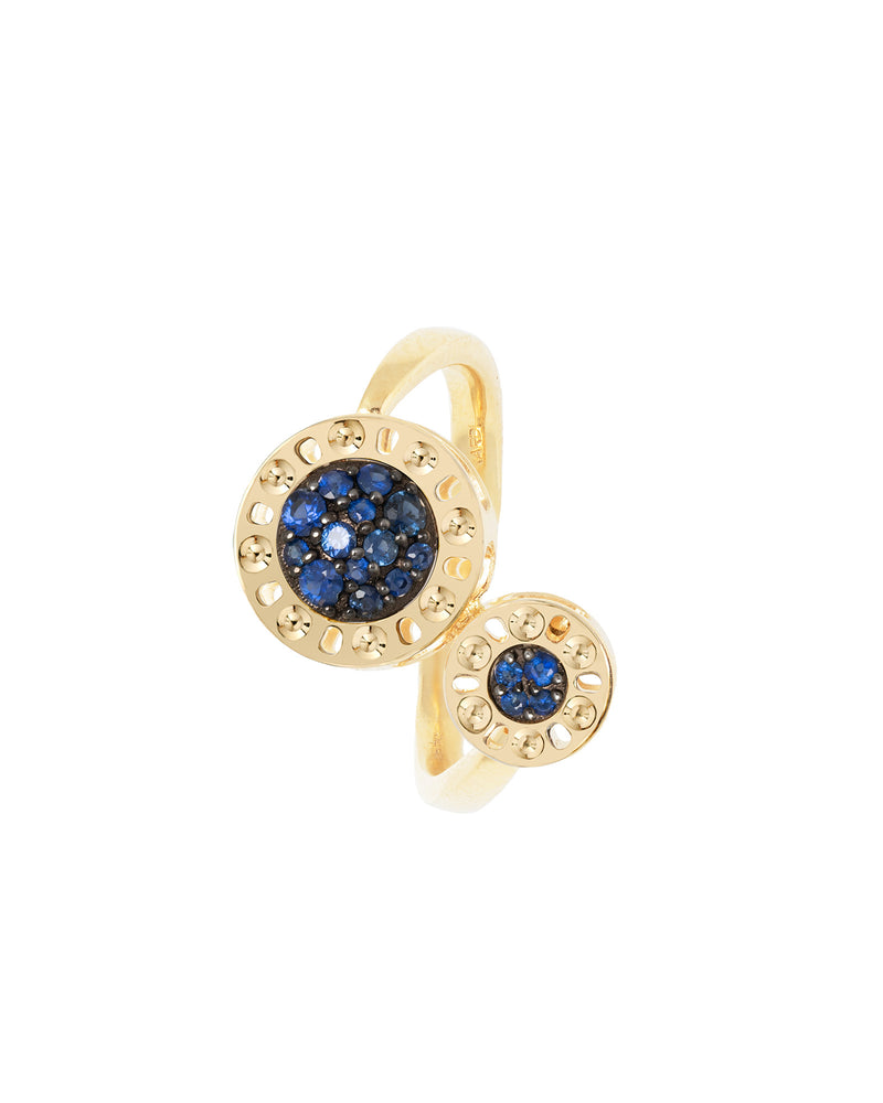 Senzatempo Small Ring in 18kt Gold and Sapphires