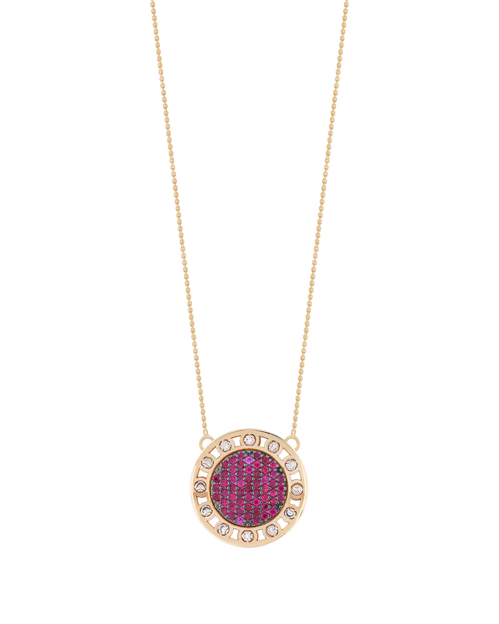 Senzatempo Large Necklace in 18kt Gold and Rubies