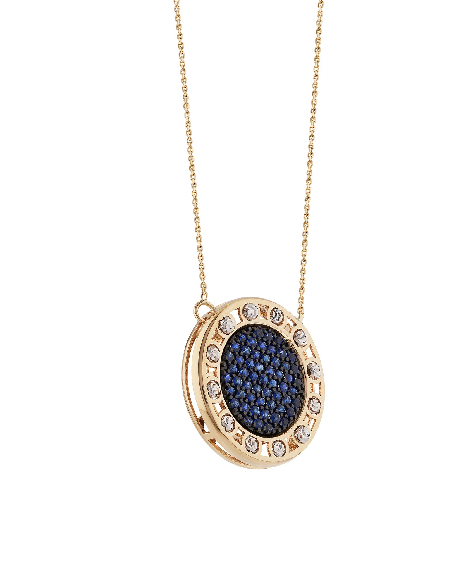Senzatempo Large Necklace in 18kt Gold and Sapphires