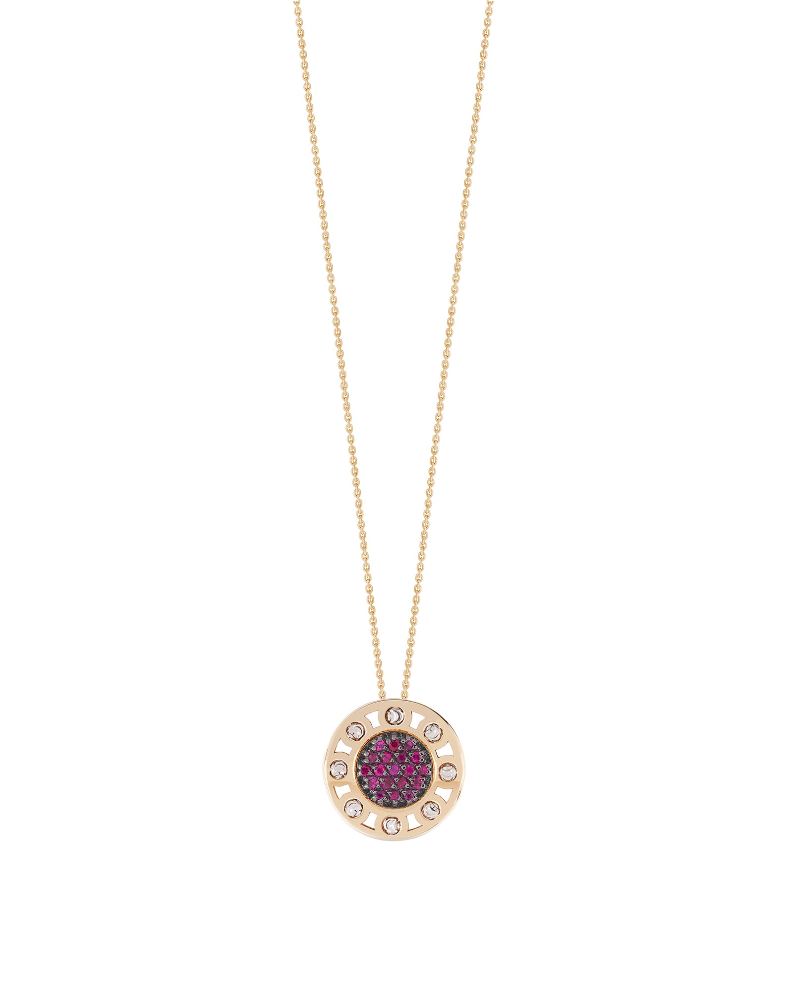 Senzatempo Small Necklace in 18kt Gold and Rubies