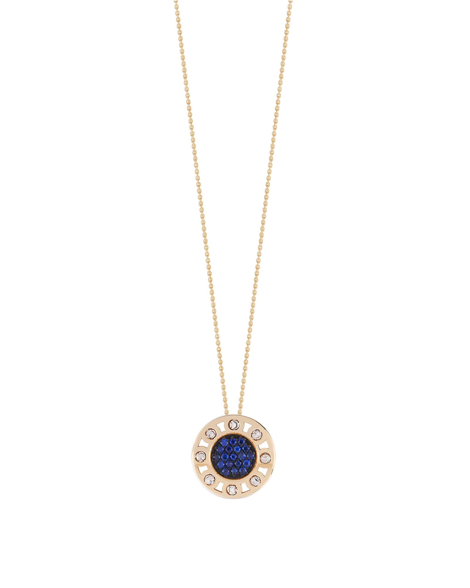 Senzatempo Small Necklace in 18kt Gold and Sapphires