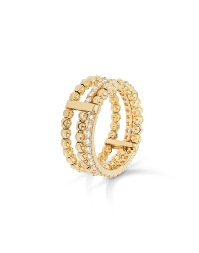 3 ROWS MOON EDEN RING IN 18KT GOLD AND DIAMONDS