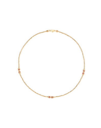MOON NECKLACE WITH 3 ELEMENTS IN 18KT GOLD AND RUBIES