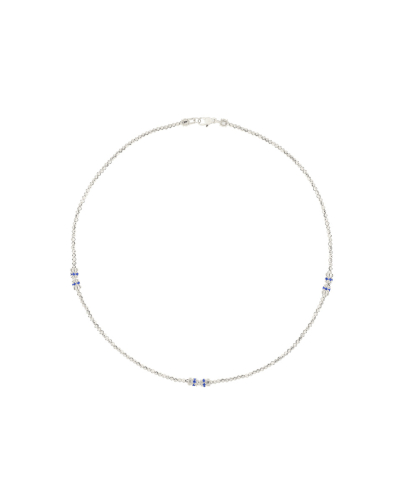 MOON NECKLACE WITH 3 ELEMENTS IN 18KT WHITE GOLD AND SAPPHIRES
