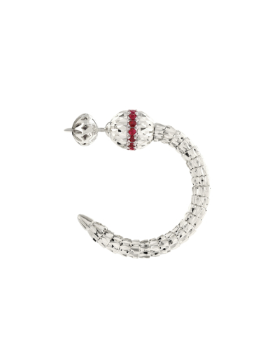 OPHIDIA HOOP EARRINGS IN 18KT WHITE GOLD AND RUBIES