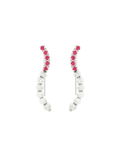 MOON EDEN CUFF EARRINGS IN 18KT WHITE GOLD AND RUBIES