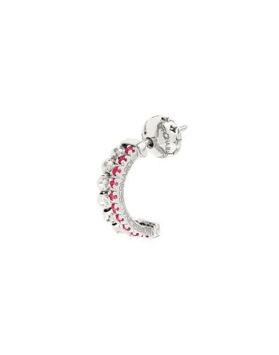 MOON EDEN HOOPS IN 18KT WHITE GOLD AND RUBIES