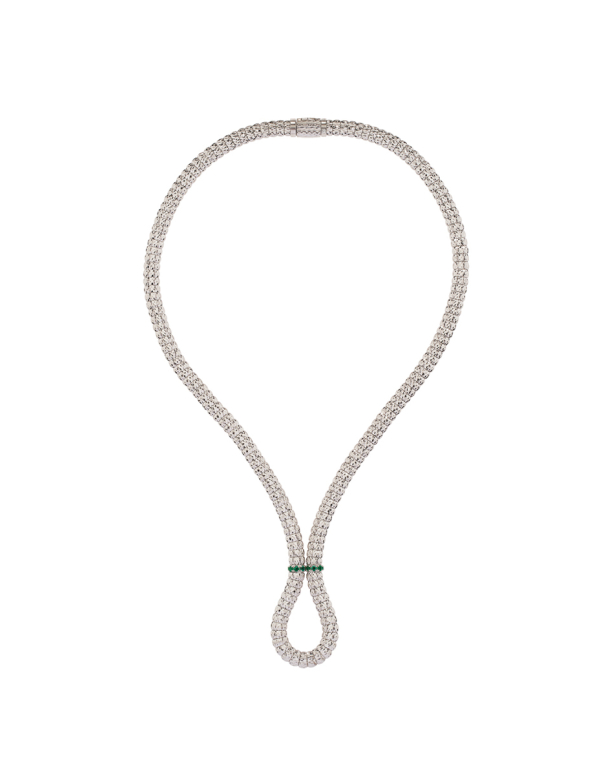 COLLANA ENIGMA X IN ORO BIANCO 18KT E SMERALDI