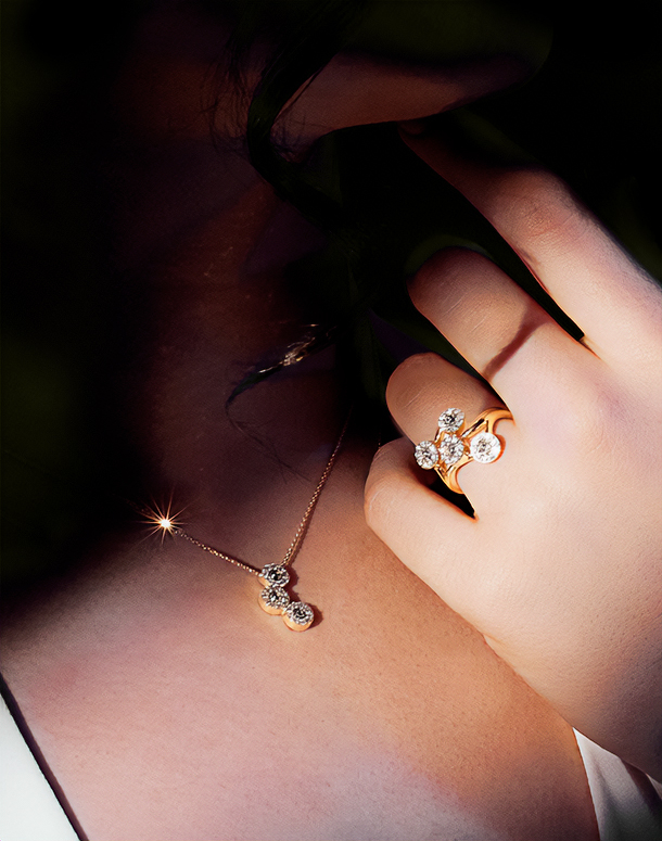 ANELLO MOON GRACE 4 ELEMENTI IN ORO 18KT E DIAMANTI