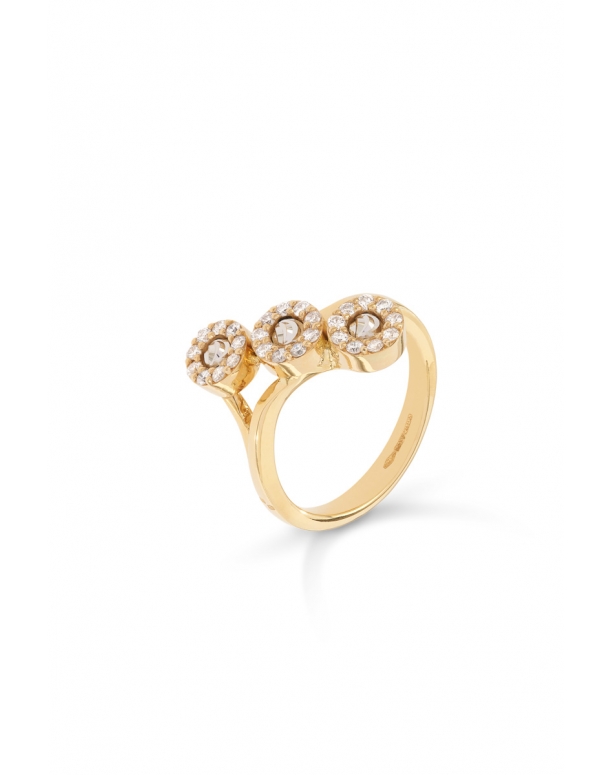 MOON GRACE RING 3 ELEMENTS IN 18KT GOLD AND DIAMONDS