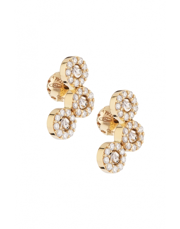 GRACE MOON EARRINGS WITH 3 ELEMENTS IN 18KT GOLD AND DIAMONDS